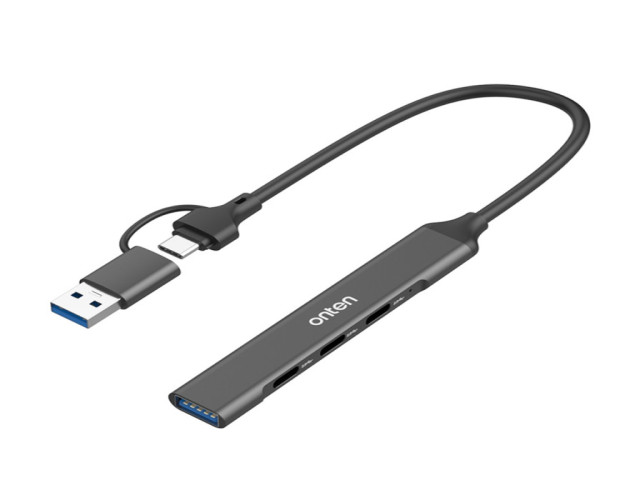 ONTEN USB 3.0 + TYPE-C轉四孔HUB集線器(UCA9703S)-0.5M